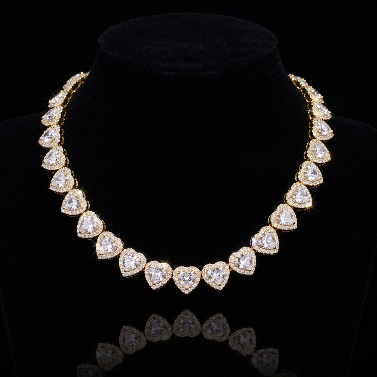 Diamond Heart Shaped Tennis Necklace
