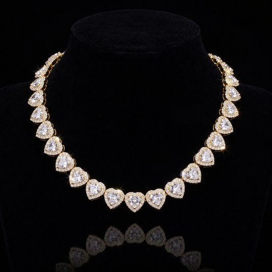 Diamond Heart Shaped Tennis Necklace