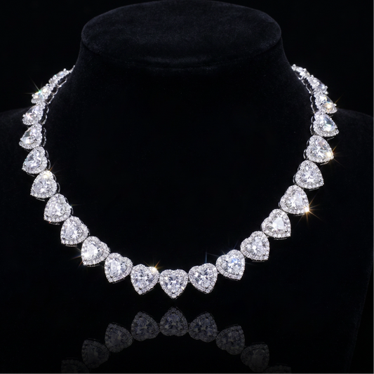 Diamond Heart Shaped Tennis Necklace